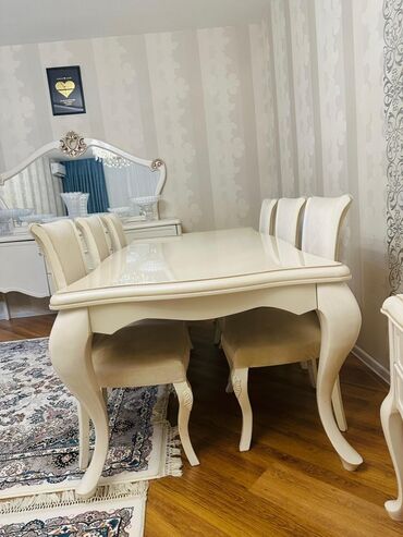 Masa və oturacaq dəstləri: Qonaq otağı üçün, Açılmayan, Oval masa, 6 stul — 1