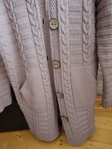 toxunma jaket: Uzun trikotaj kardiqan - Rəng: pudra/şam şaftalısı tonlarında açıq — 3