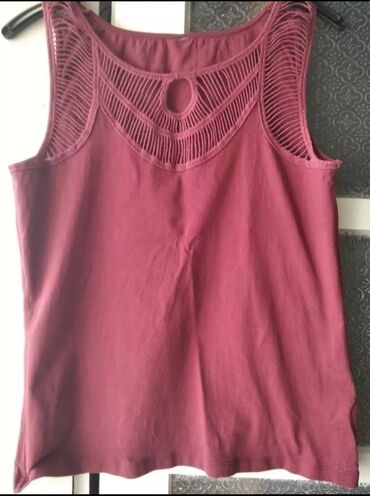 haljina na tregere: L (EU 40), Cotton, Single-colored, color - Burgundy