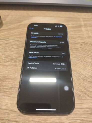 dubay varianti iphone: IPhone 15, 128 GB, Jet Black, Zəmanət, Barmaq izi, Simsiz şarj