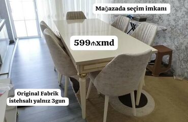 künc dolablar: Mətbəx üçün, Qonaq otağı üçün, Yeni, Açılmayan, Dördbucaq masa, 6 stul, Azərbaycan