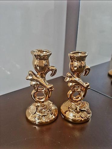 şam r16: Qızılı rəngli şamdan dəsti (2 ədəd) birlikdə 5azn — 1