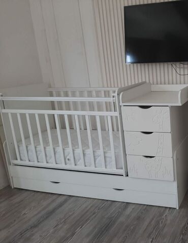 продажа мебели бу: Oğlan və qız üçün, İşlənmiş, Dördbucaq, Beşik, Matras ilə, Yellənmə mexanizm ilə