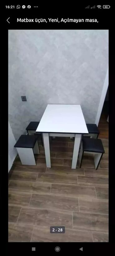 Masa və oturacaq dəstləri: Mətbəx üçün, Yeni, Açılmayan, Dördbucaq masa, 4 stul -da lalafo.az — 6 Masa və oturacaq dəstləri: Mətbəx üçün, Yeni, Açılmayan, Dördbucaq masa, 4 stul — 6