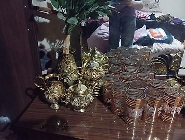 stakan: Çay dəsti, rəng - Qızılı, Metal, Azərbaycan — 3