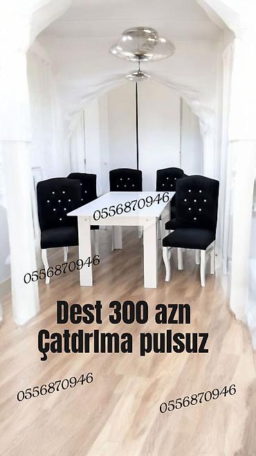 divan temizlenmesi: Qonaq otağı üçün, Yeni, Açılmayan, Dördbucaq masa, 6 stul — 7