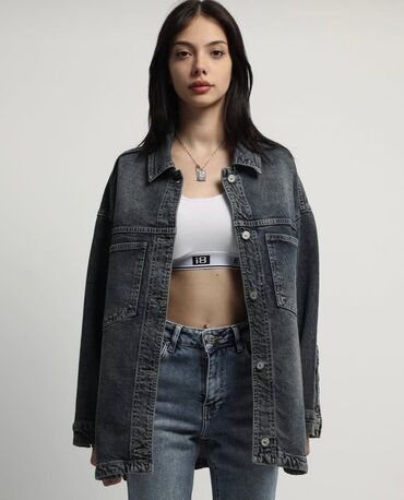 демисезонные замшевые полусапожки: I8 denim Oversize Джинсовая рубашка в трех расцветках