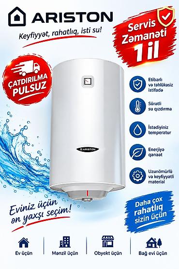 Ariston 100 l, Yeni, Kredit yoxdur, Pulsuz çatdırılma, Rayonlara çatdırılma