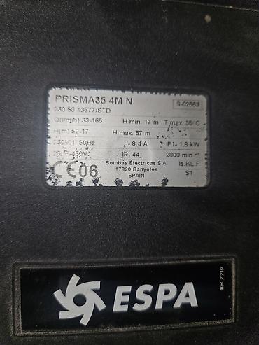 espa: ESPA PRISMA35 4M N – çoxpilləli mərkəzdənqaçma su nasosu Texniki — 4