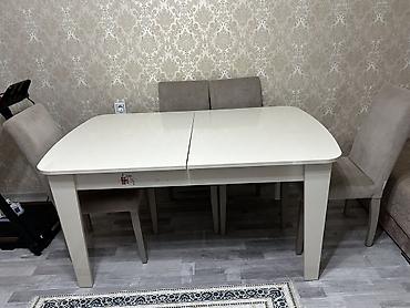 lovhe: Açılan yemək masası və 4 ədəd stul dəsti. - Rəng: krem/ivori — 1