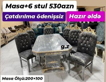 Giriş qapıları: *Masa Dəsti ✔️530Azn* *📌Hazır Əldə* ✔️Masa + 6 stul *Masa