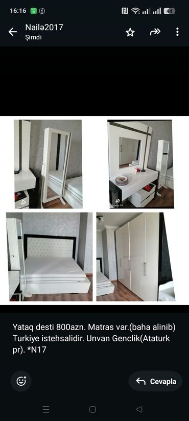Divanlar: Yataq desti 800azn. Matras var.(baha alinib) Turkiye istehsalidir