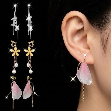Серьги сөйкө - клипсы с жемчугом в виде цветка — элегантное украшение