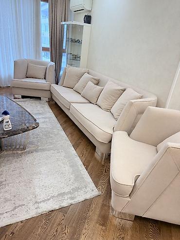 Divan və kreslo dəstləri: Bej rəngli yumşaq mebel dəsti - Komplekt: 3 nəfərlik divan + 2 ədəd — 2