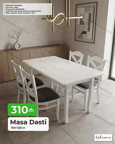 Məhsul: Masa Dəsti Ölçü: 70 × 120 sm Qiymət: 310 ₼ Xüsusiyyətlər
