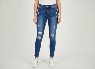 srebrne jeansy: SZACHOWNICA, Jeans for women, size S