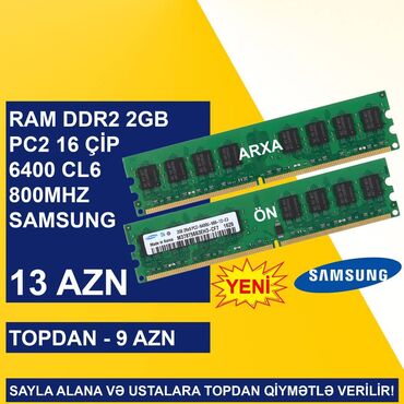 komputer siçanı: Operativ Yaddaş "DDR2 2GB 800Mhz SAMSUNG" SAYLA ALANA VƏ USTALARA