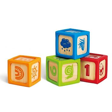 sandale champion: Hape drvene kocke – set od 4 edukativne kocke sa mekim silikonskim — 1