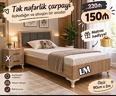 Tək nəfərlik çarpayı – rahatlıq və zövq bir arada! - Ölçü: 90 sm x 2