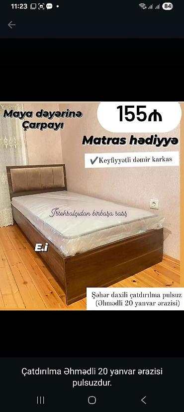 Maya dəyərinə çarpayı – 155₼ - Matras hədiyyə - Keyfiyyətli dəmir