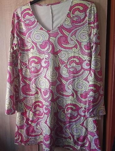 iz dexyca 1000 din: Mini haljina (nekome tunika) sa šljokicama – roze i zlatni paisley — 3