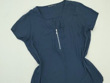 niebieska bluzki z krótkim rękawem: Bluzka Damska, XL, stan - Dobry