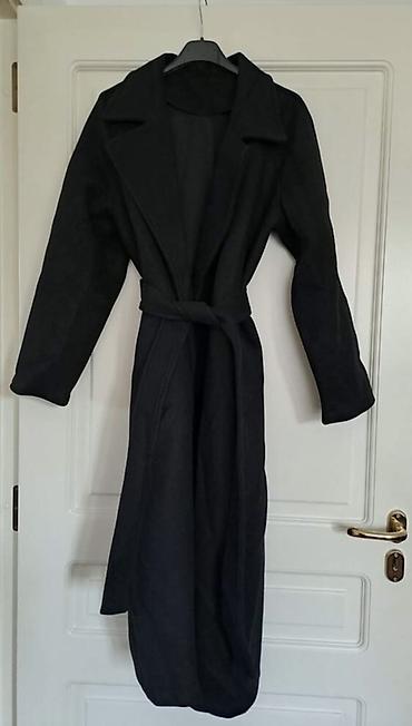 Jackets, Coats, Vests: Dugi ženski kaput, tamnosive/ugalj boje, klasičnog kroja sa širokim — 2