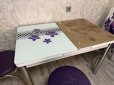 stulla: Mətbəx üçün, İşlənmiş, Açılan, Dördbucaq masa, 4 stul — 1