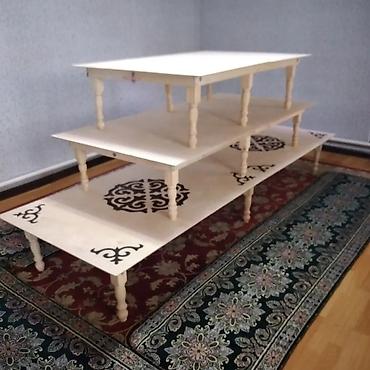 Национальные кыргызские столы: "Буктолмо кыргыз стол". Баалары: 1м×1м = 3500с 1.5м×1м=4000с — 7