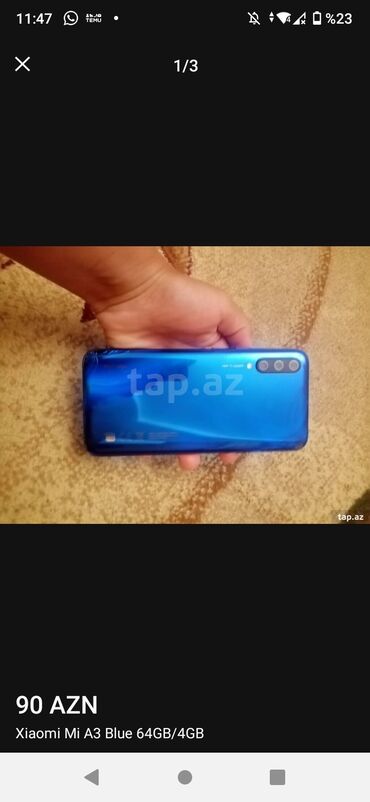 isdemis telfonlar: Xiaomi Mi A3, 64 GB, rəng - Mavi