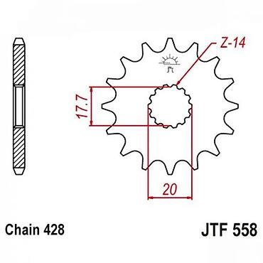 8 25 20: Prednji lančanik za motocikl – JTF 558, 14 zuba - Tip: prednji — 3