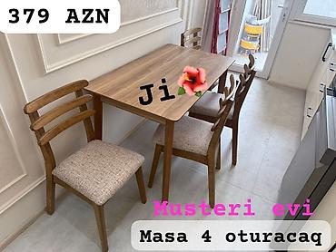 piknik stul: Mətbəx üçün, Yeni, Açılmayan, Dördbucaq masa, 4 stul — 1