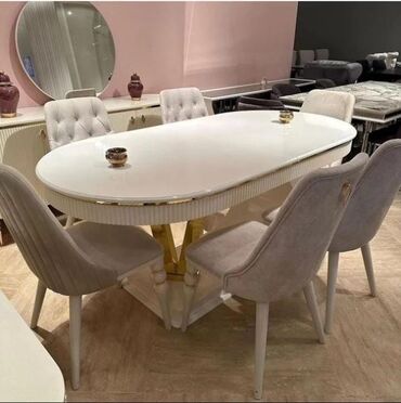 Yeni, Oval masa, 6 stul, Açılmayan masa, Qonaq otağı üçün, Azərbaycan