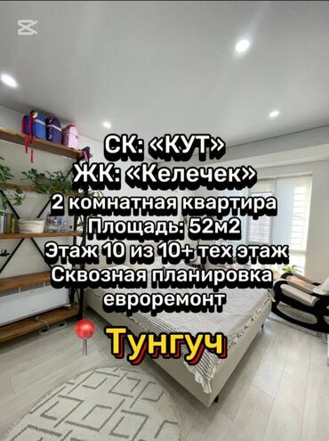 час день ночь: 2 бөлмө, 52 кв. м, Элитка, 10 кабат, Дизайнердик ремонт
