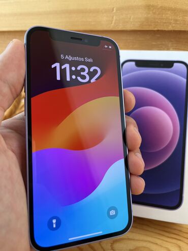 Apple iPhone: IPhone 12 mini, 128 GB, Deep Purple, Zəmanət, Simsiz şarj, Face ID