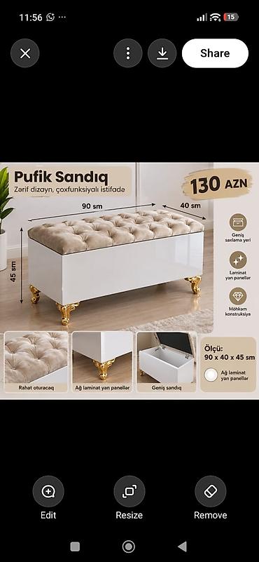 Pufik Sandıq – zərif dizaynlı, çoxfunksiyalı oturacaq və saxlama