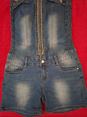 zara denim: Ženski teksas kombinezon-šorts - Materijal: elastični denim sa blagim — 1
