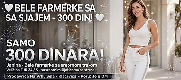 stefano obuca cene: Janina – bele farmerke sa srebrnom trakom - Model: uske/skinny kroj — 1