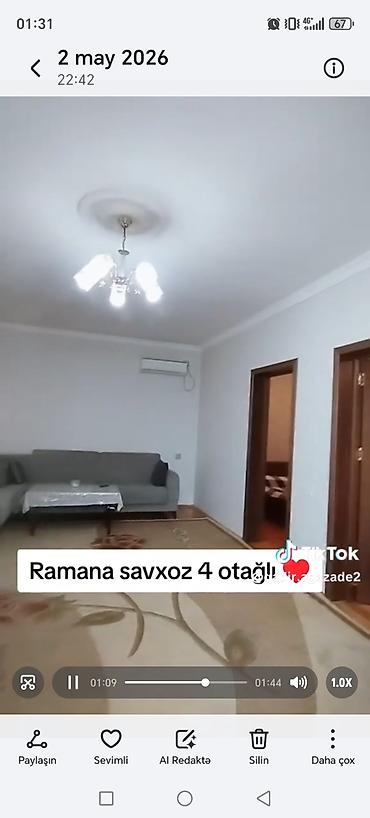 savxoz: Ramana sovxoz ərazisində 4 otaqlı mənzil/ev. Xüsusiyyətlər: - Geniş — 4