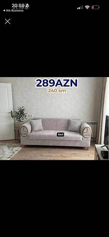 Mebel: 3 nəfərlik divan Ölçü: 240 sm uzunluq (şəkildə göstərilib)