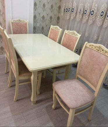 Qida məhsulları: Açılan masa 6 stulla bilrikde tecili 235 man son qiymetle Sarayda