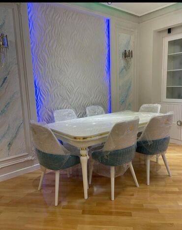 plastik stol stul: Для гостиной, Новый, Раскладной, Прямоугольный стол, 6 стульев, Азербайджан