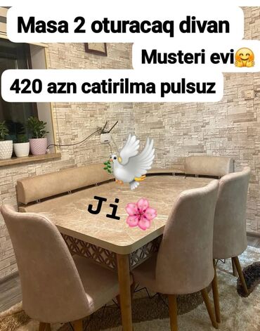 Masa və oturacaq dəstləri: Künc divan və masa desti yeni