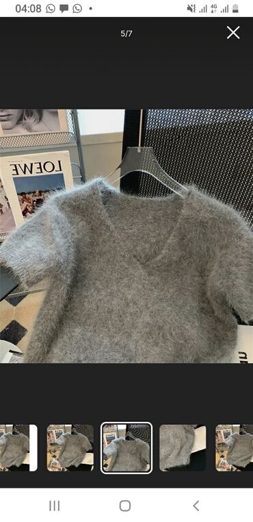 женские шерстяные снуды: Кофта, V-образный вырез, Осень-весна, Корея, 2XL (EU 44)