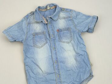 satynowe koszule: Koszula 3-4 lat, stan - Bardzo dobry, wzór - Print, kolor - Błękitny