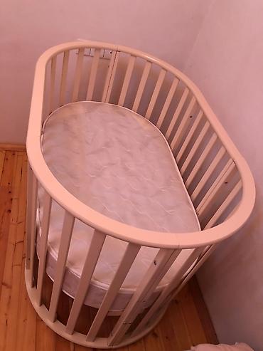 Uşaq mebeli: Oval formalı uşaq beşiyi və döşək - Material: möhkəm ağac karkas — 6