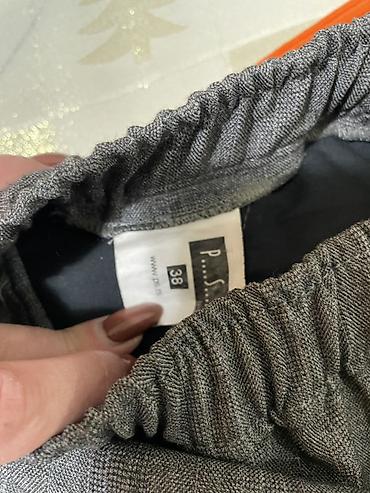 Pantalone: Ženske elegantne pantalone sive boje sa diskretnim prugama. PS…fashion — 11