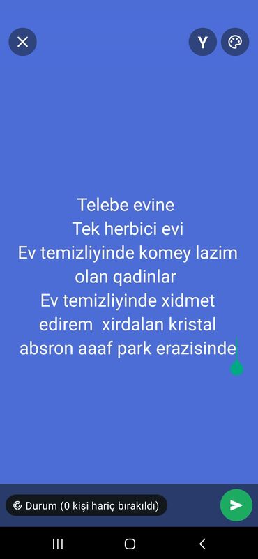 evlere temizlikçi: Xadimə tələb olunur