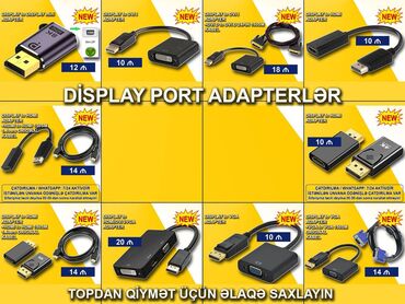 aux kabel 5m: Display Port adapterlər 🚚Metrolara və ünvana çatdırılma var