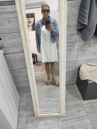 pantalone na kockice: Bela letnja haljina sa otvorenim ramenima Velicicina XL,moze i L - — 2